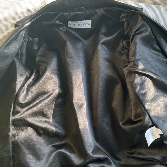 Wolf and Moon Black Leather Jacket - Picture 5 of 8